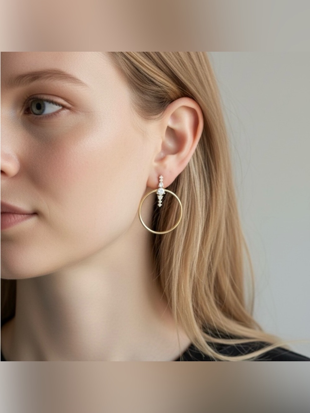 NORDSTROM Gold Hoop Drop Earrings with Crystal Accents